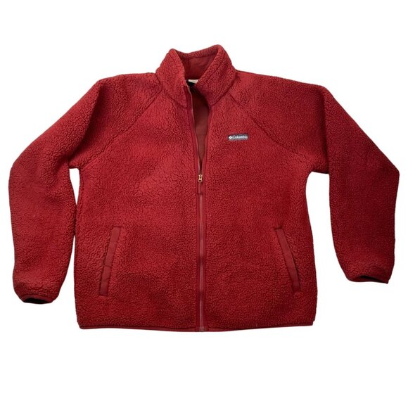 Columbia Men’s Sherpa Fleece Jacket Red Full Zip Size XL Winter Outdoor - Picture 1 of 12